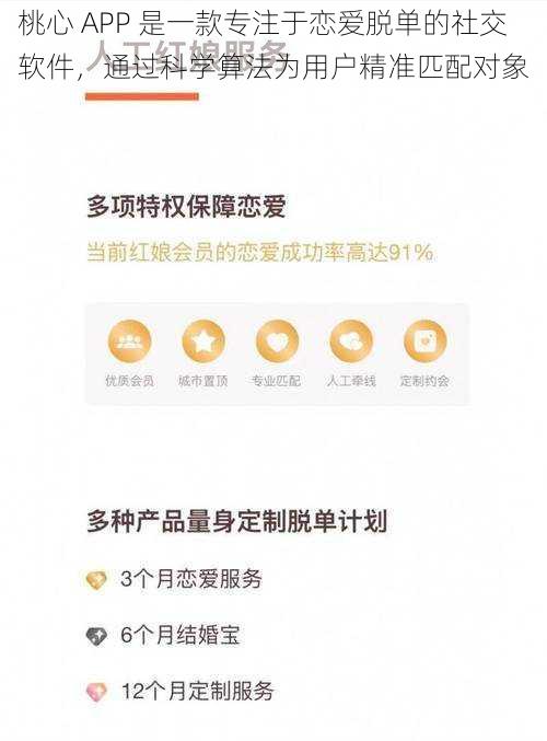 桃心 APP 是一款专注于恋爱脱单的社交软件,通过科学算法为用户精准匹配对象
