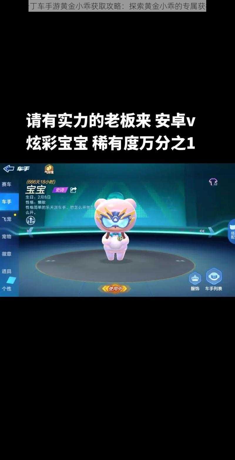 跑跑卡丁车手游黄金小乖获取攻略:探索黄金小乖的专属获得方法