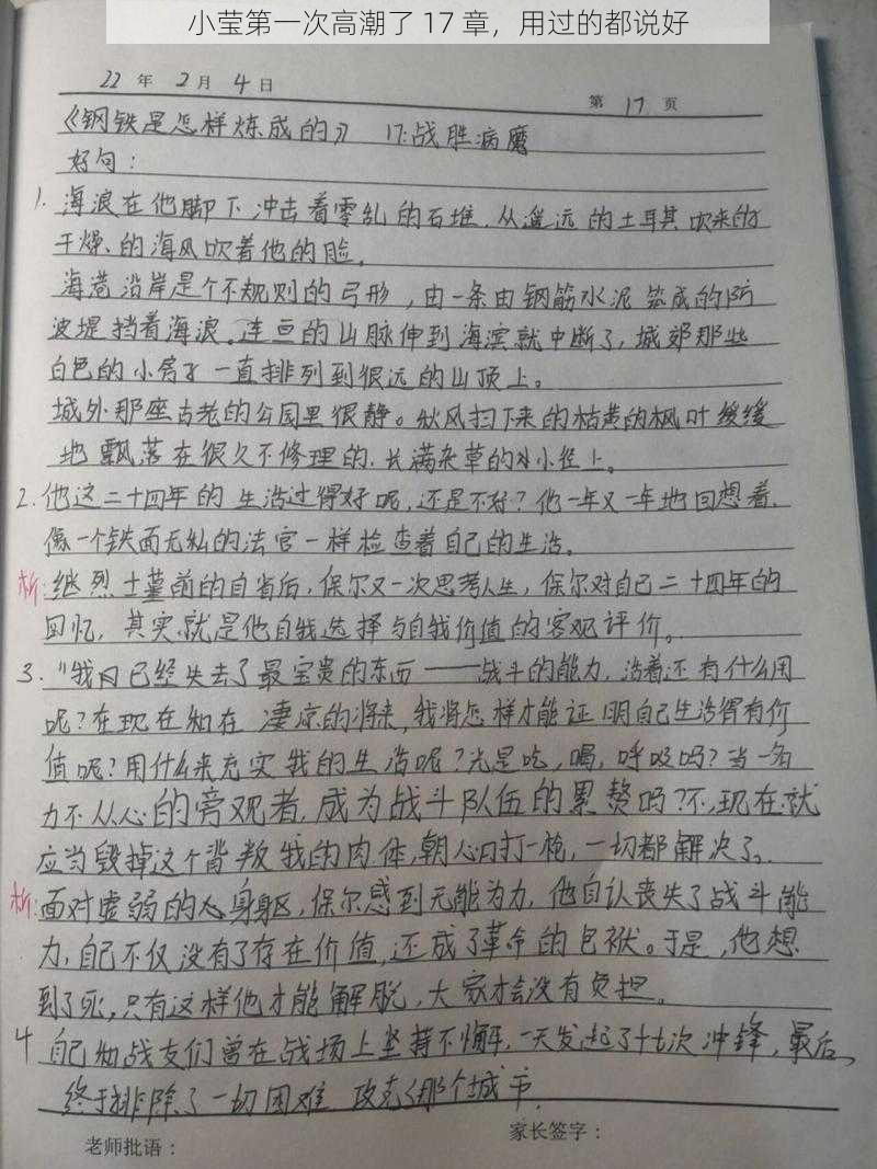 小莹第一次高潮了 17 章,用过的都说好