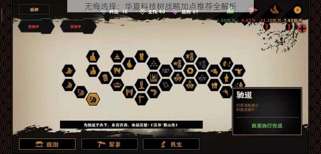 无悔选择:华夏科技树战略加点推荐全解析