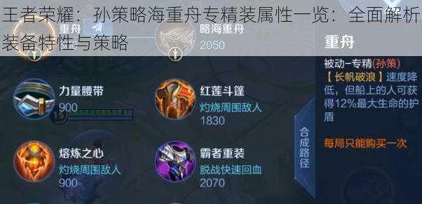 王者荣耀:孙策略海重舟专精装属性一览:全面解析装备特性与策略