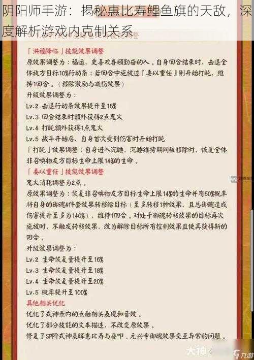阴阳师手游:揭秘惠比寿鲤鱼旗的天敌,深度解析游戏内克制关系