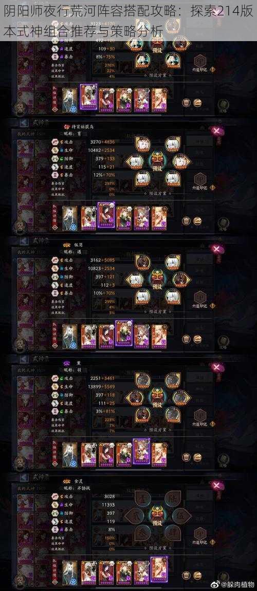 阴阳师夜行荒河阵容搭配攻略:探索214版本式神组合推荐与策略分析