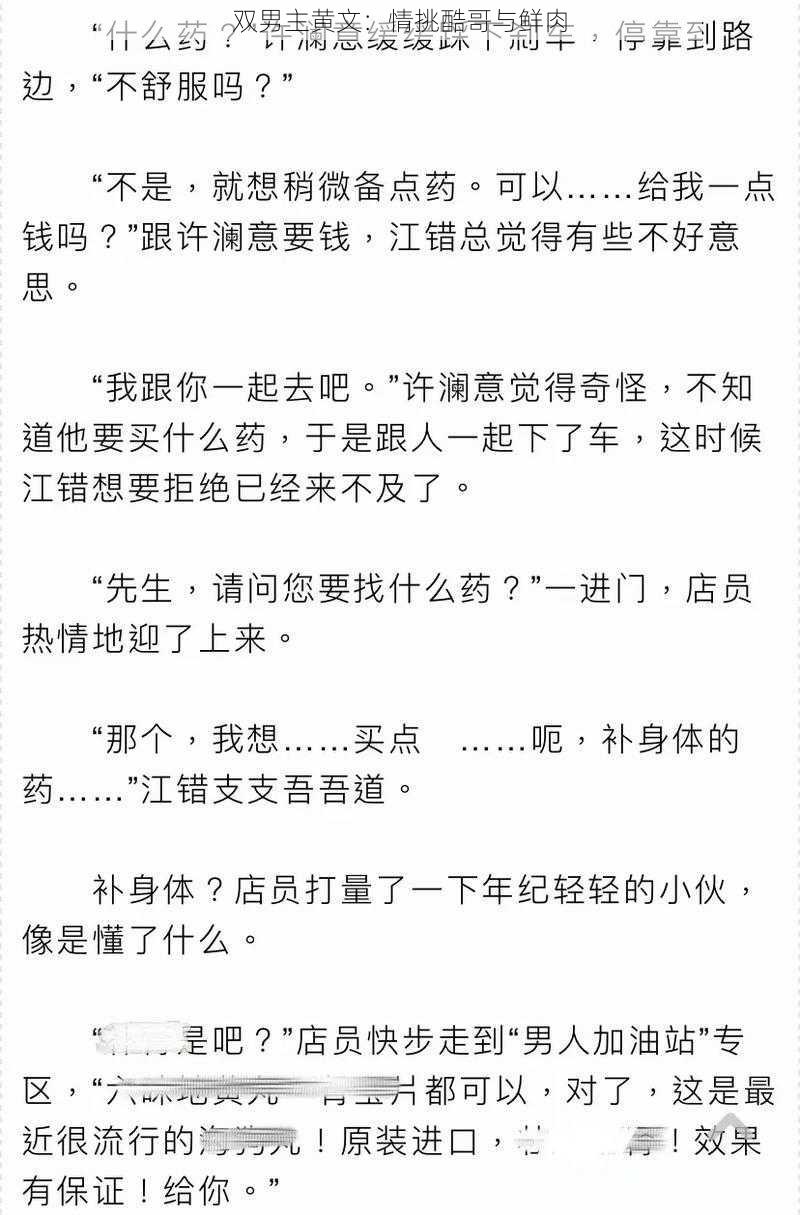 双男主黄文:情挑酷哥与鲜肉