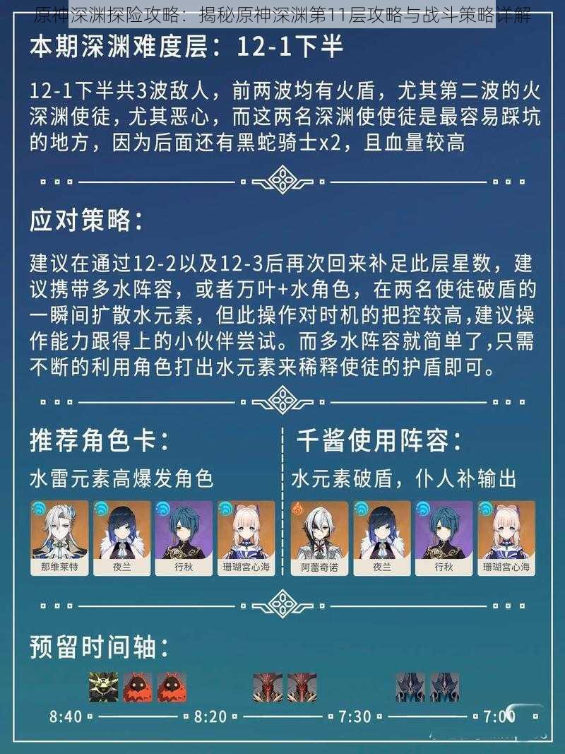 原神深渊探险攻略:揭秘原神深渊第11层攻略与战斗策略详解