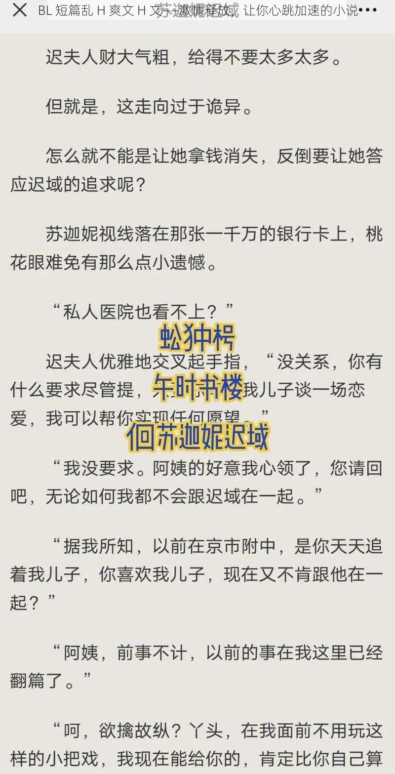 BL 短篇乱 H 爽文 H 文——激情释放,让你心跳加速的小说