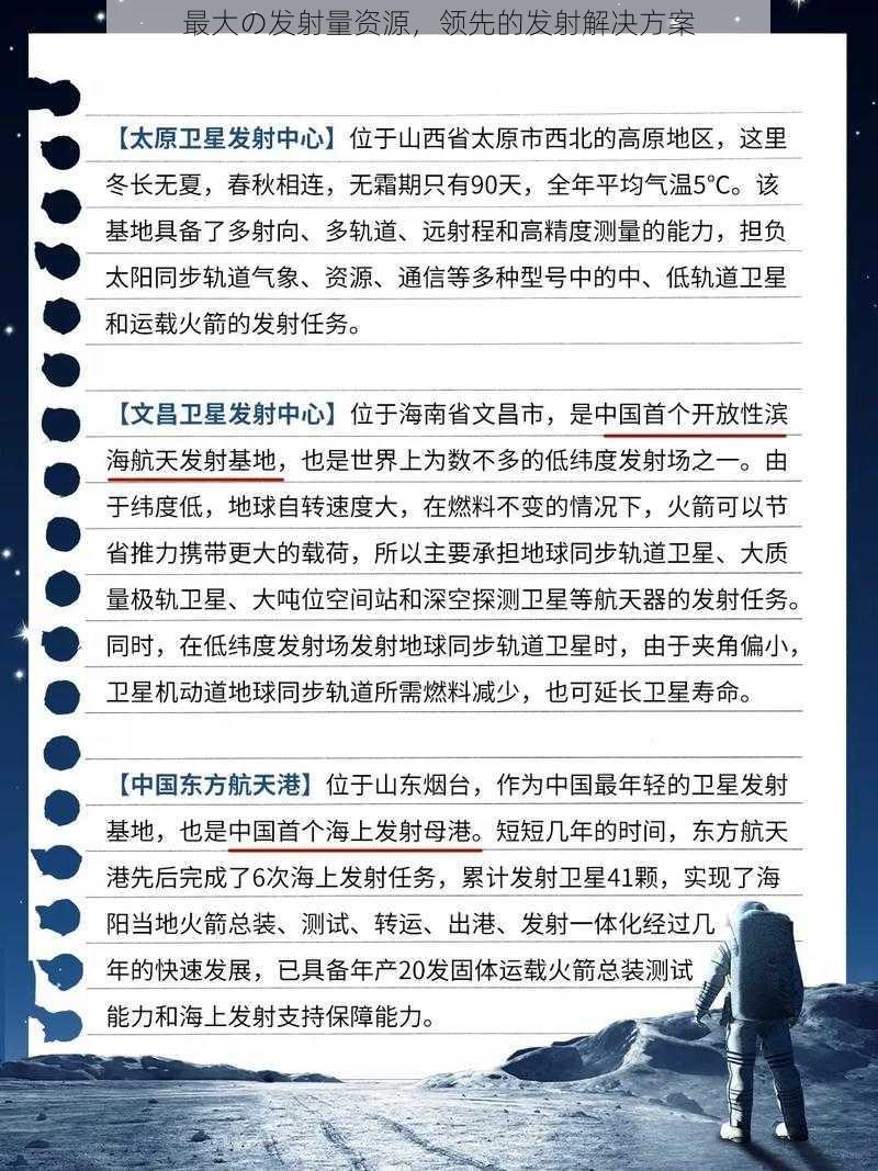最大の发射量资源,领先的发射解决方案