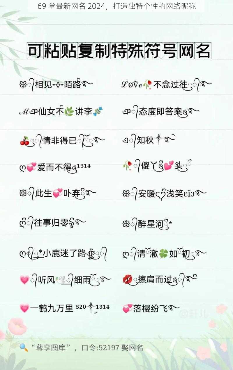 69 堂最新网名 2024,打造独特个性的网络昵称