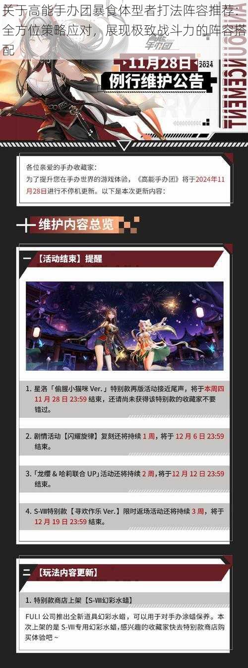 关于高能手办团暴食体型者打法阵容推荐:全方位策略应对,展现极致战斗力的阵容搭配