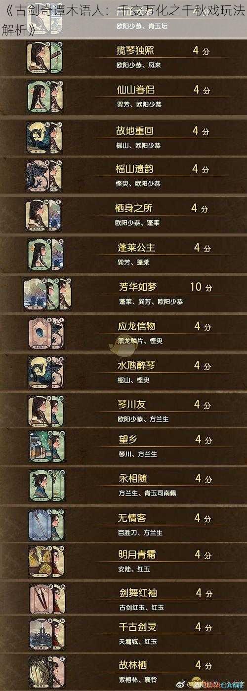 《古剑奇谭木语人:千变万化之千秋戏玩法解析》