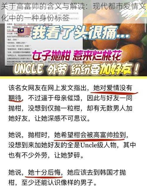 关于高富帅的含义与解读:现代都市爱情文化中的一种身份标签