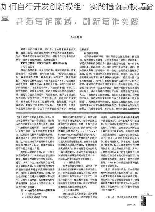 如何自行开发创新模组:实践指南与技巧分享