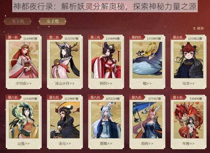 神都夜行录:解析妖灵分解奥秘,探索神秘力量之源