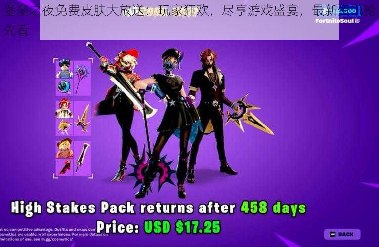 堡垒之夜免费皮肤大放送:玩家狂欢,尽享游戏盛宴,最新资讯抢先看