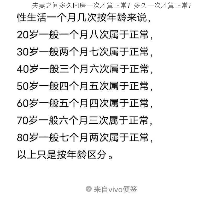 夫妻之间多久同房一次才算正常?多久一次才算正常?