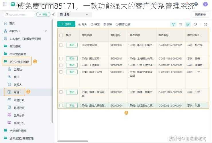 成免费 crm85171,一款功能强大的客户关系管理系统