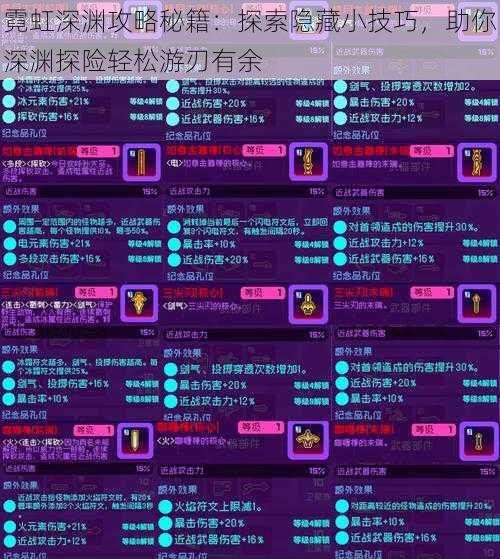 霓虹深渊攻略秘籍:探索隐藏小技巧,助你深渊探险轻松游刃有余