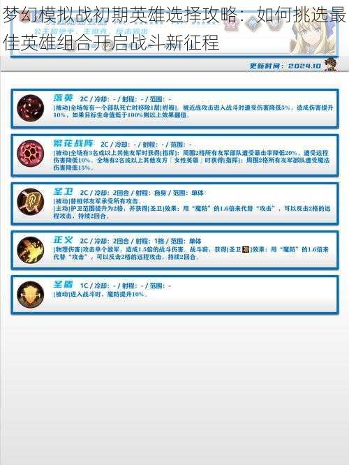 梦幻模拟战初期英雄选择攻略:如何挑选最佳英雄组合开启战斗新征程