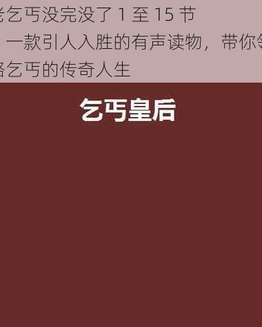 老乞丐没完没了 1 至 15 节:一款引人入胜的有声读物,带你领略乞丐的传奇人生