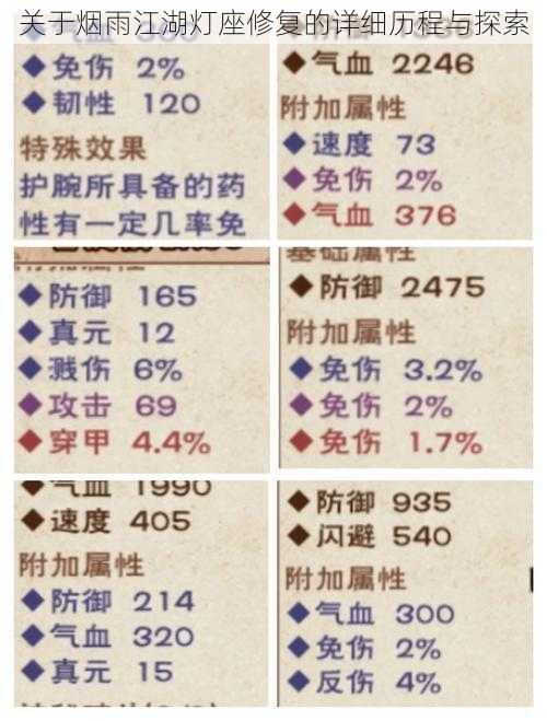 关于烟雨江湖灯座修复的详细历程与探索