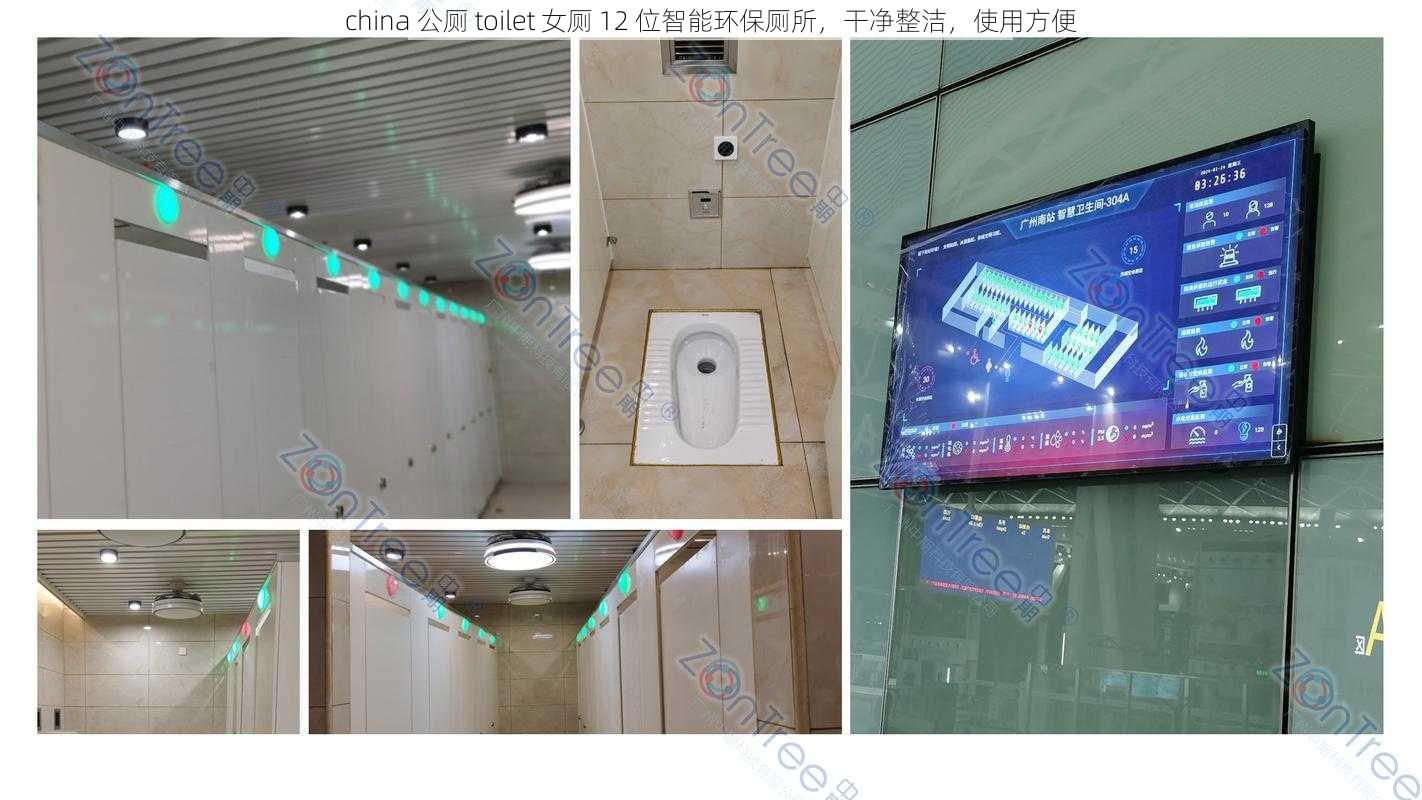 china 公厕 toilet 女厕 12 位智能环保厕所,干净整洁,使用方便