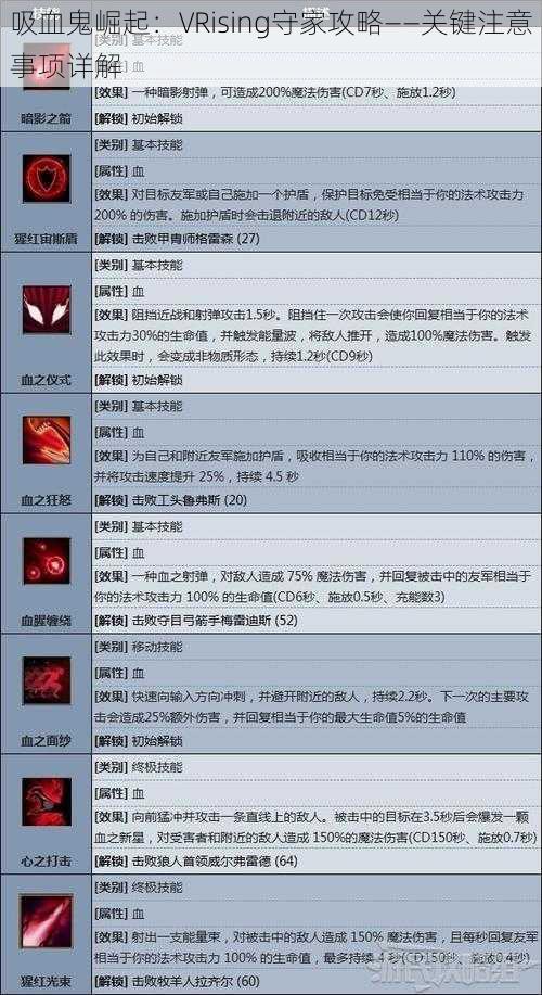 吸血鬼崛起:VRising守家攻略——关键注意事项详解