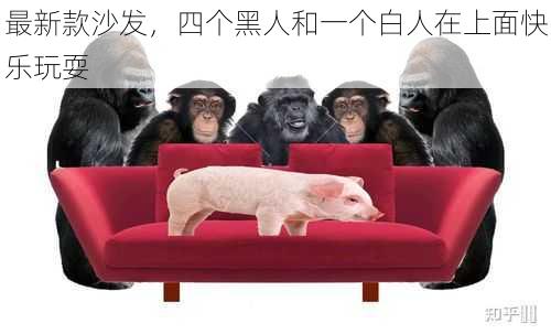 最新款沙发,四个黑人和一个白人在上面快乐玩耍