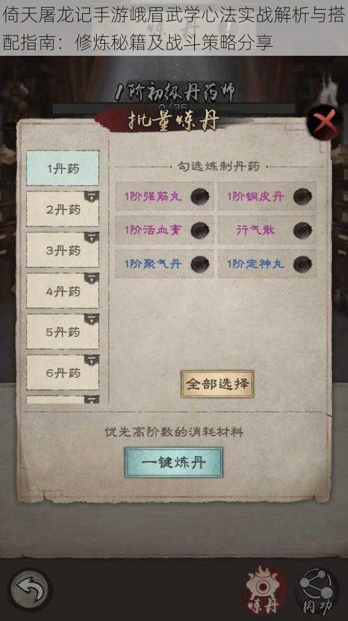 倚天屠龙记手游峨眉武学心法实战解析与搭配指南:修炼秘籍及战斗策略分享