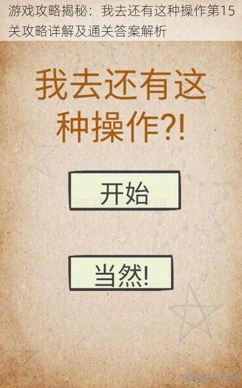游戏攻略揭秘:我去还有这种操作第15关攻略详解及通关答案解析