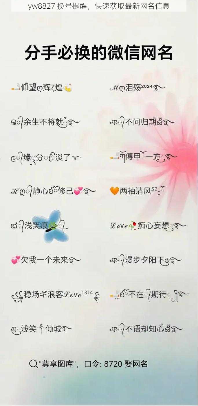 yw8827 换号提醒,快速获取最新网名信息