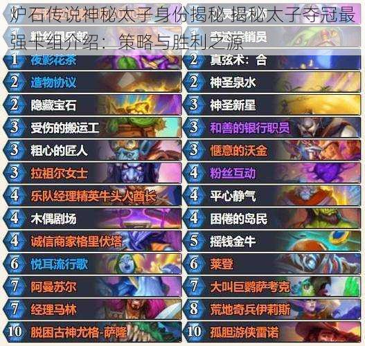 炉石传说神秘太子身份揭秘 揭秘太子夺冠最强卡组介绍:策略与胜利之源