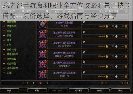 龙之谷手游魔羽职业全方位攻略汇总:技能搭配、装备选择、游戏指南与经验分享