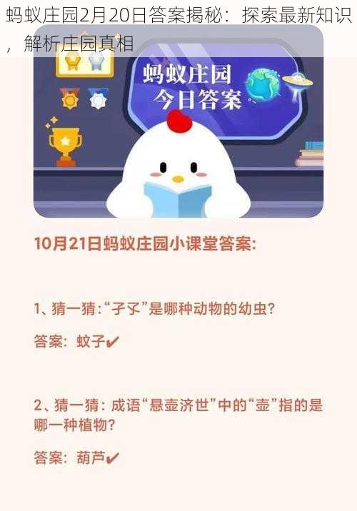 蚂蚁庄园2月20日答案揭秘:探索最新知识,解析庄园真相