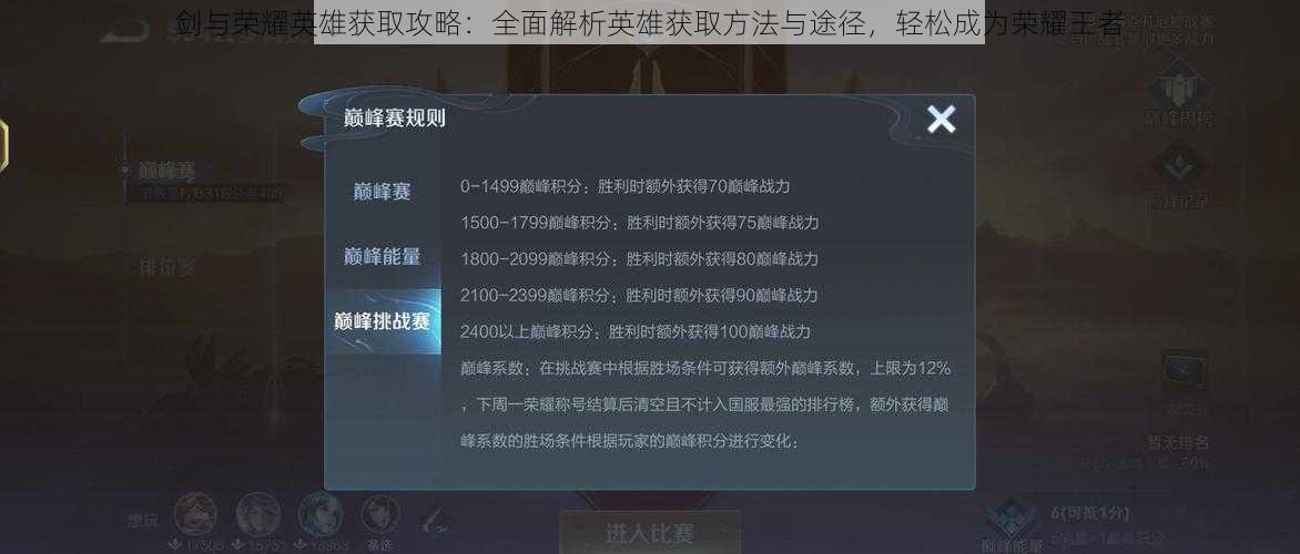 剑与荣耀英雄获取攻略:全面解析英雄获取方法与途径,轻松成为荣耀王者