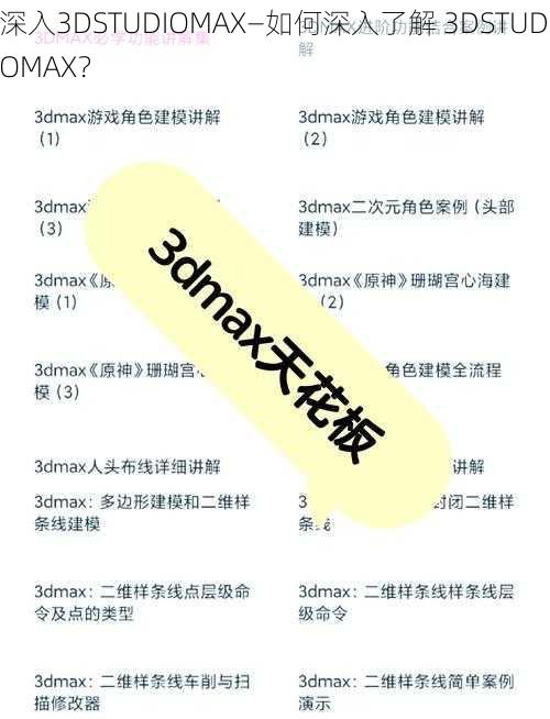 深入3DSTUDIOMAX—如何深入了解 3DSTUDIOMAX?