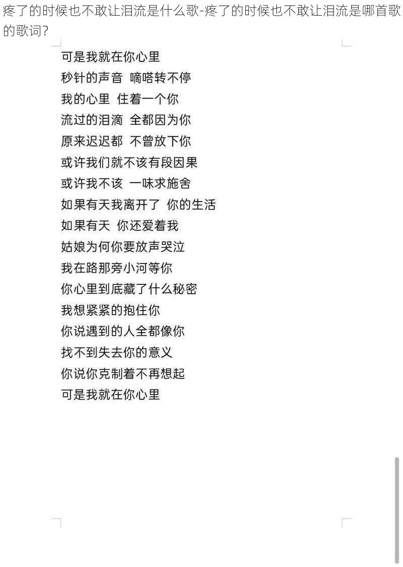 疼了的时候也不敢让泪流是什么歌-疼了的时候也不敢让泪流是哪首歌的歌词?