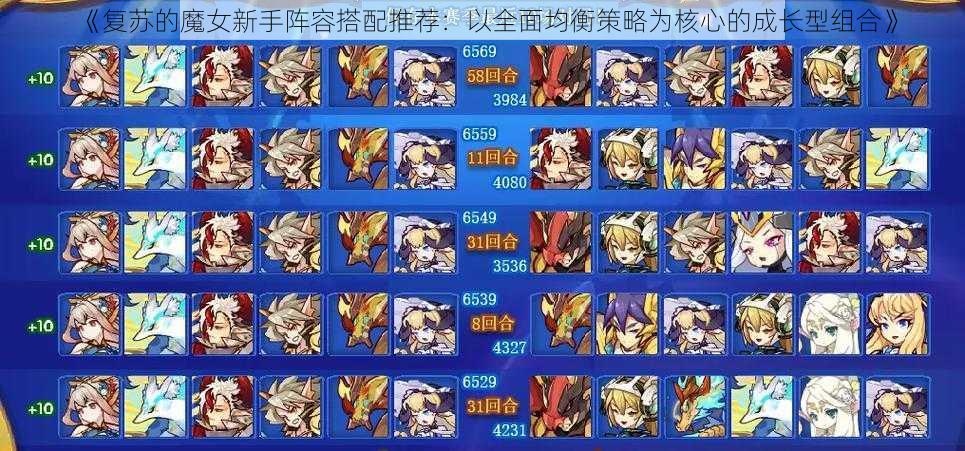 《复苏的魔女新手阵容搭配推荐:以全面均衡策略为核心的成长型组合》