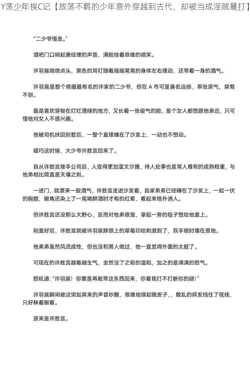Y荡少年挨C记【放荡不羁的少年意外穿越到古代,却被当成淫贼暴打】