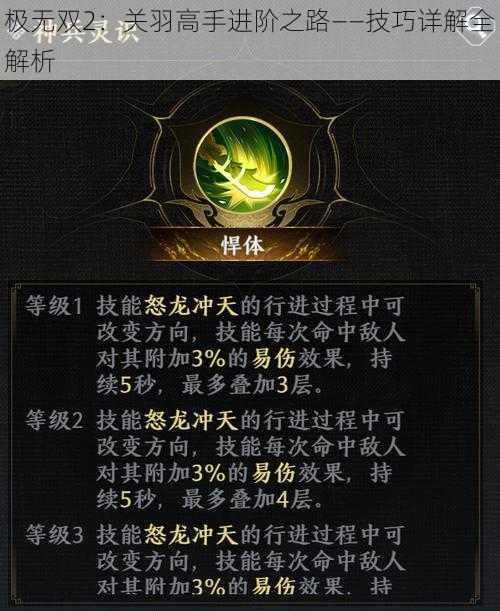 极无双2:关羽高手进阶之路——技巧详解全解析