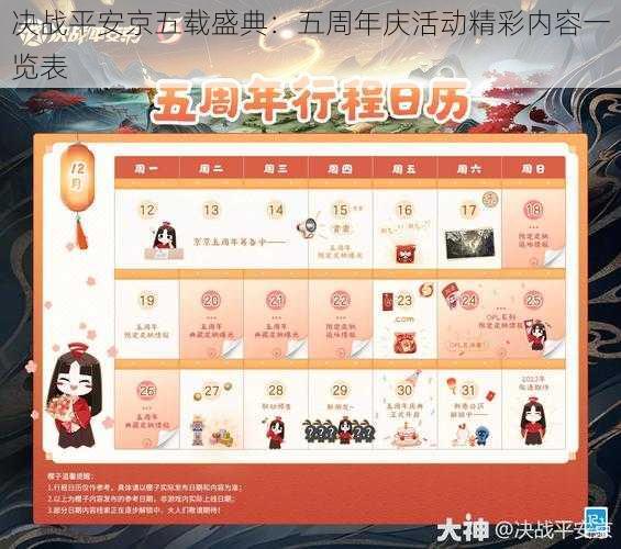 决战平安京五载盛典:五周年庆活动精彩内容一览表