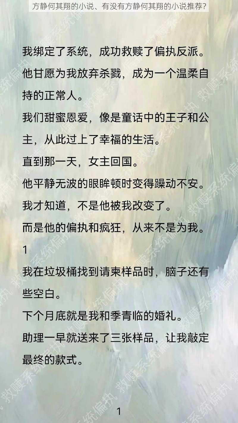 方静何其翔的小说、有没有方静何其翔的小说推荐?