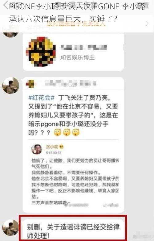 PGONE李小璐承认六次,PGONE 李小璐承认六次信息量巨大,实锤了?