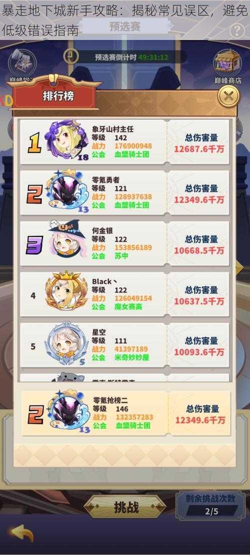 暴走地下城新手攻略:揭秘常见误区,避免低级错误指南