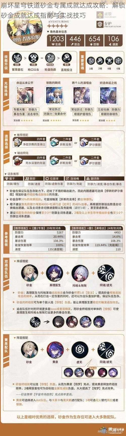 崩坏星穹铁道砂金专属成就达成攻略:解锁砂金成就达成指南与实战技巧
