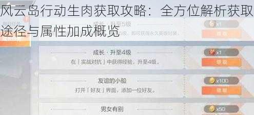 风云岛行动生肉获取攻略:全方位解析获取途径与属性加成概览