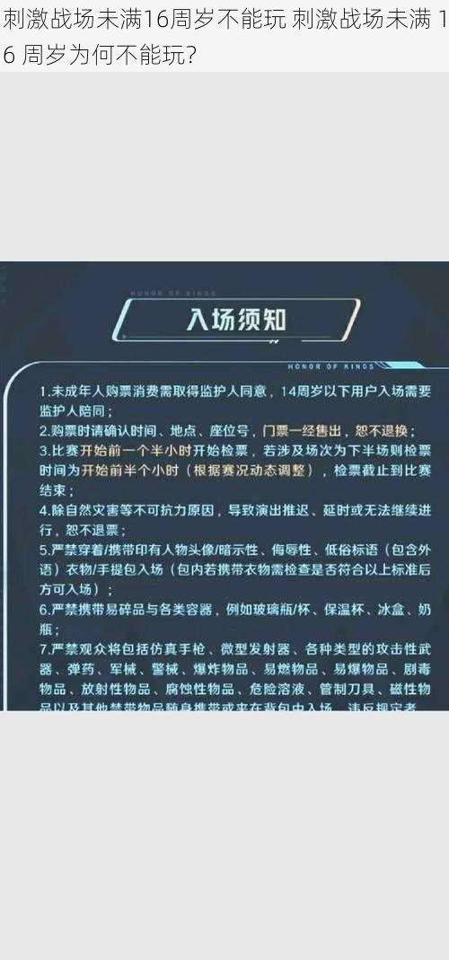 刺激战场未满16周岁不能玩 刺激战场未满 16 周岁为何不能玩?