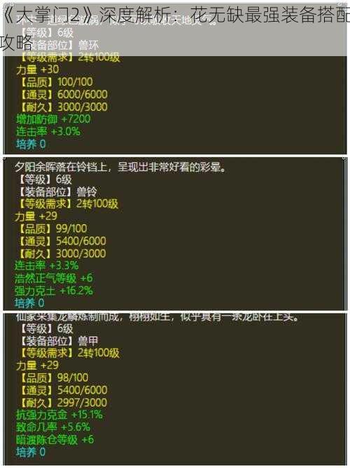 《大掌门2》深度解析:花无缺最强装备搭配攻略