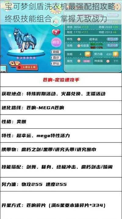 宝可梦剑盾洗衣机最强配招攻略:终极技能组合,掌握无敌战力