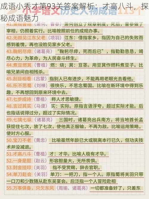 成语小秀才第93关答案解析:才高八斗,探秘成语魅力