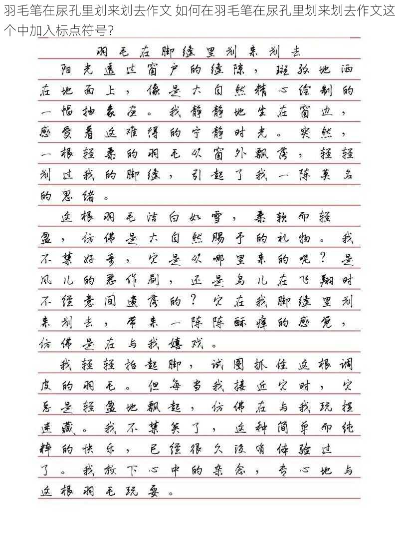 羽毛笔在尿孔里划来划去作文 如何在羽毛笔在尿孔里划来划去作文这个中加入标点符号?